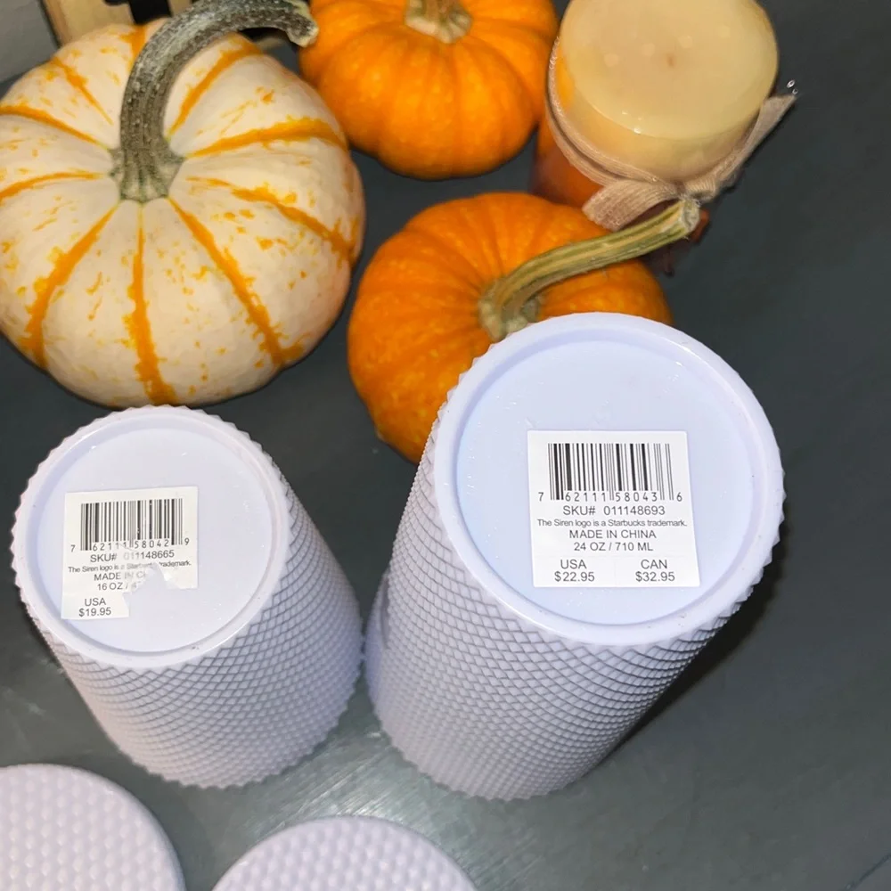 STARBUCKS SPRING 2024 WHITE STUDDED BLING VENTI & GRANDE 24oz / 16oz TUMBLER DUO